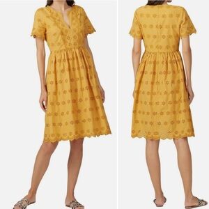 Madewell Scalloped Eyelet Fit & Flare Lined Midi Dress in Tungsten Glow Size 6‎